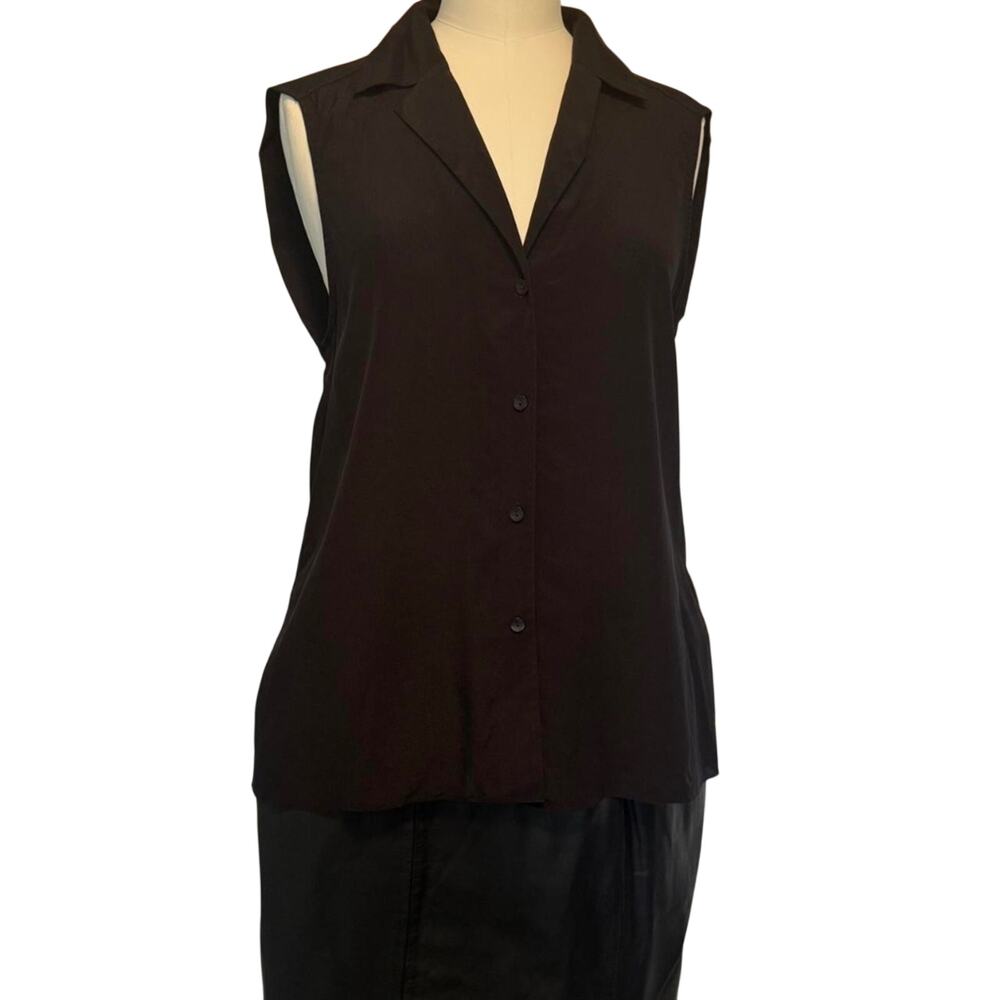 COS SLEEVELESS CAMP-COLLAR PURE SILK BLOUSE (size EUR 36 ) 012